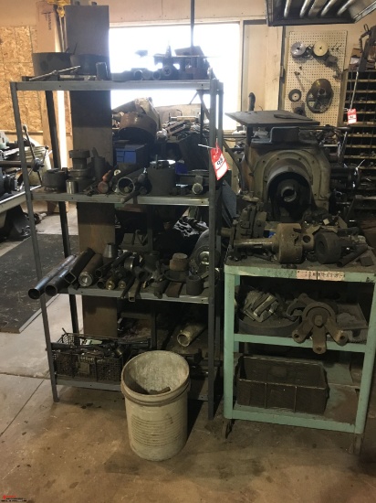 ASSORTED RACKS (3) WITH ASSORTED TOOLING, PARTS AND MORE