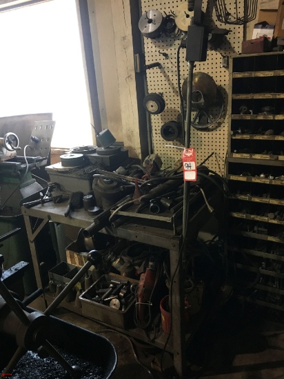 METAL BENCH WITH ASSORTED TOOLING, PARTS AND MORE