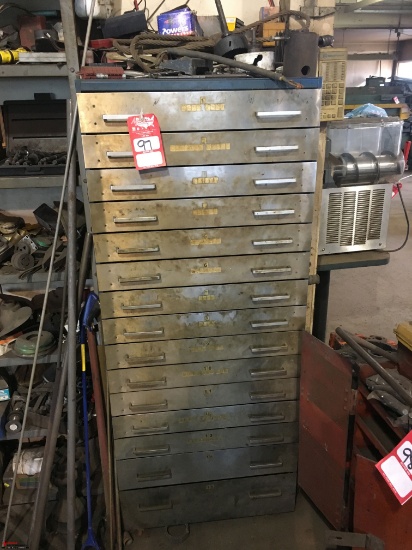 METAL CABINET WITH ASSORTED TOOLING AND PARTS