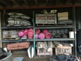 PALLET RACK AND CONTENTS, INCLUDES OLDER FURNACE, GLASS, AUTO BODY PARTS, REAR END AND MORE