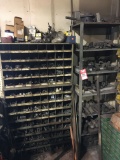 BOLT BINS AND METAL SHELF WITH CONTENTS