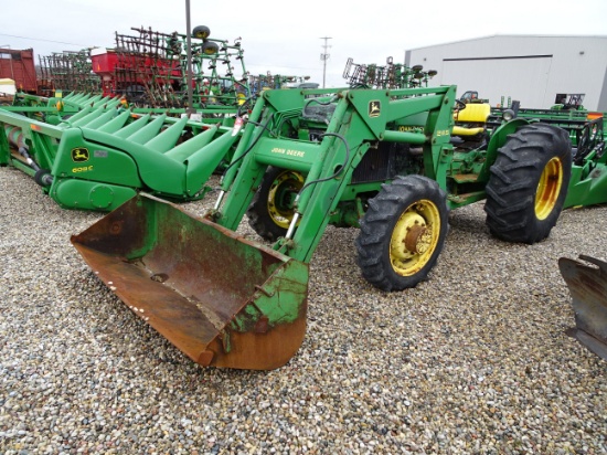1989 JOHN DEERE 2755 TRACTOR WITH 245 LOADER, MFWD, 3 PT, NO TOP LINK, PTO,