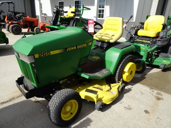 1988 JOHN DEERE 265 RIDING LAWN MOWER, 46'' DECK, 1306 HOURS SHOWING, S/N M