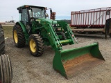 2013 JOHN DEERE 6115D TRACTOR WITH H310 LOADER ATTACHMENT, MFWD, 3PT, PTO,