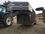 2001 MORITZ CATTLE TRAILER, TANDEM AXLE, GOOSENECK HITCH, VIN 4WXCS16272100