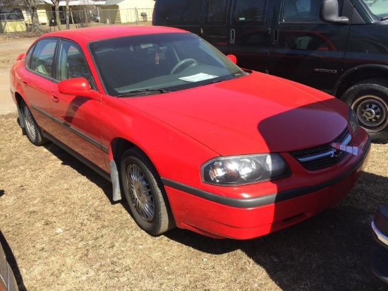 2001 CHEVROLET IMPALA, 3.4L V6 ENGINE, AUTO TRANS, 4 DOOR, AM/FM RADIO, A/C