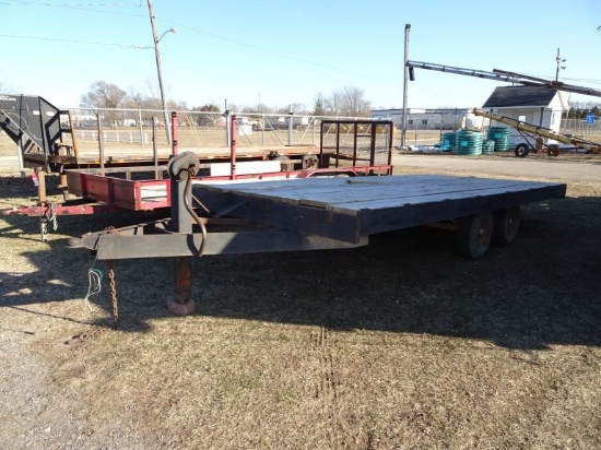 TANDEM AXLE TRAILER, 18', WOOD DECK, NEW BOARDS, NEW BEARINGS/TIRES, 2 5/16