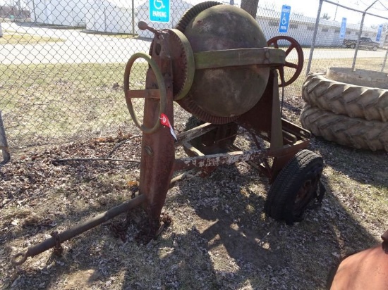 RANSOME MACHINERY TOWABLE CEMENT MIXER, NEEDS (1) TIRE