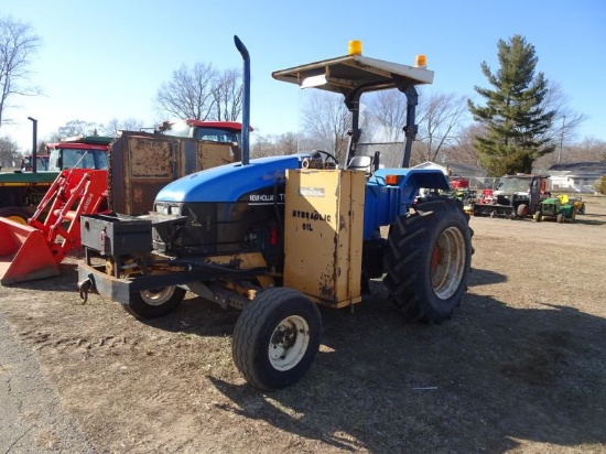 NEW HOLLAND TS110 TRACTOR WITH DITCH BANK MOWER, 3PT, NO TOP LINK, PTO, 2-R