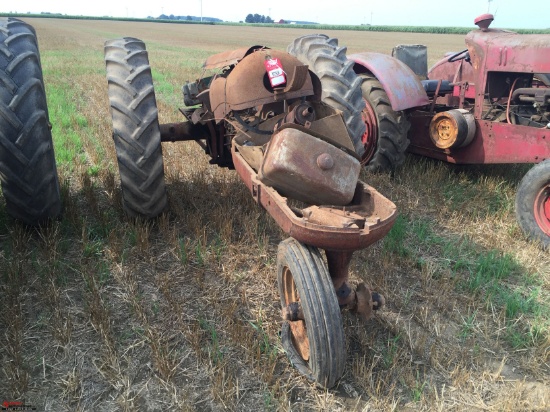 BELIEVED TO BE AN OLIVER TRACTOR, NARROW FRONT, NO MOTOR, MISSING MANY PART