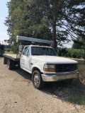 1993 FORD F350 XL FLAT BED STAKE TRUCK, DIESEL, 2WD, MANUAL TRANSMISSION, 1