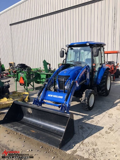 NEW HOLLAND BOOMER 37 COMPACT TRACTOR, 4WD, CAB, 250 TLA LOADER, 3PT, PTO, 2 REMOTES, 44 HOURS SHOWI