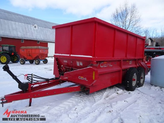 GEHL 4110 MS1410  SPREADER, TANDEM AXLE, PTO, PIN STYLE HITCH, LIVE BOTTOM, 11.00-20 TIRES, SN:7911