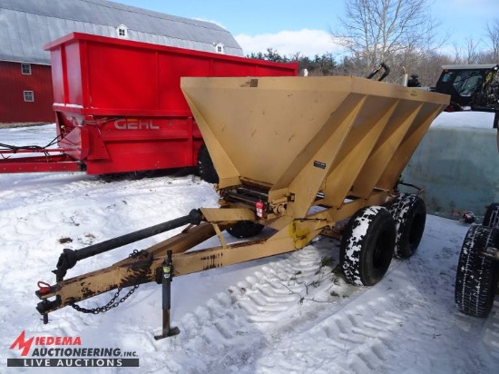 STOLTZFUS 5 TON LIME SPREADER, LIVE BOTTOM, TANDEM AXLE, PTO, PIN STYLE HITCH