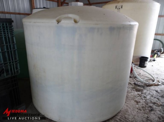 POLY TANK 1500 GALLON, 2'' OUTLET