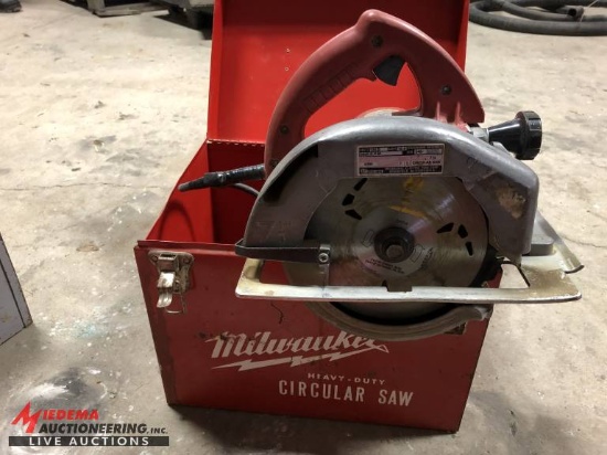 MILWAUKEE 7 1/4 HEAVY DUTY CIRCULAR SAW, CAT #6365, 5800 RPM, 13 AMP, INCLUDES CASE