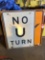 ASSORTED ROAD SIDE SIGNS, INCLUDING; ''UNEVEN PAVEMENT'' AND ''NO U TURN''