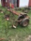VINTAGE STYLE WALK BEHIND WOOD BOTTOM PLOW WITH BRIGGS AND STRATTON ENGINE, NON-RUNNING CONDITION