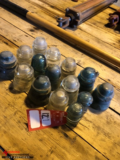 ASSORTED GLASS FENCE POST INSULATORS