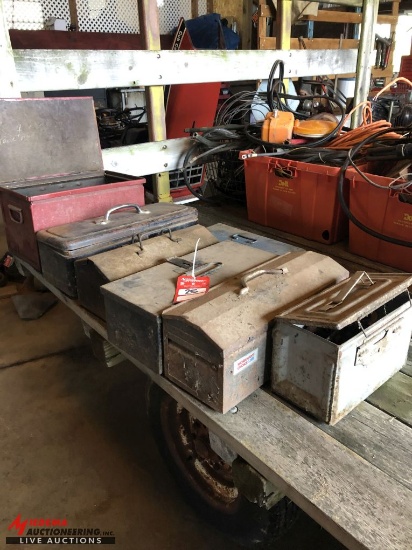 ASSORTED TOOL BOXES WITH ASSORTED HARDWARE
