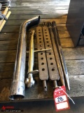 ASSORTED TRACTOR PARTS TO INCLUDE; TOP LINK, DRAW BAR, EXHAUST PIPE, AND BALE SPEAR'S