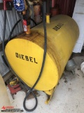 DIESEL FUEL TANK, APPROX. 300 GALLON WITH A MANUAL PUMP AND HOSE