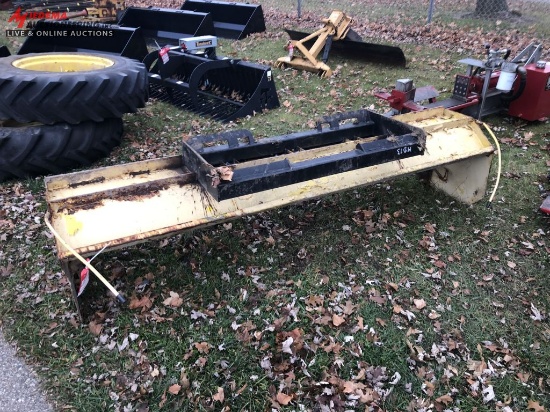 REAR SCRAPER BLADE WITH SKID STEER QUICK ATTACHMENT PLATE MOUNTED TO IT, 8' WIDE