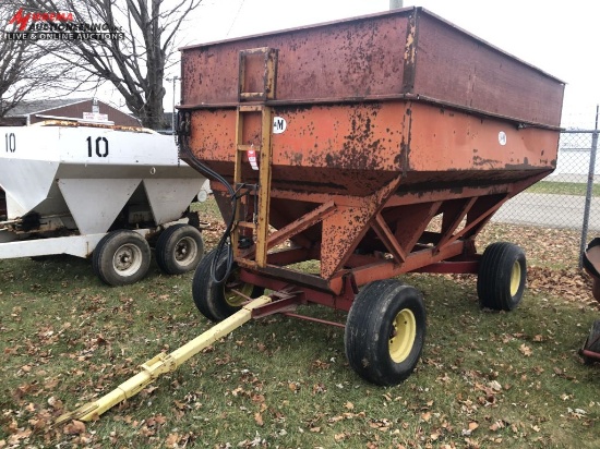J&M GRAVITY BOX, SIDE DISCHARGE, 8-TON RUNNING GEAR
