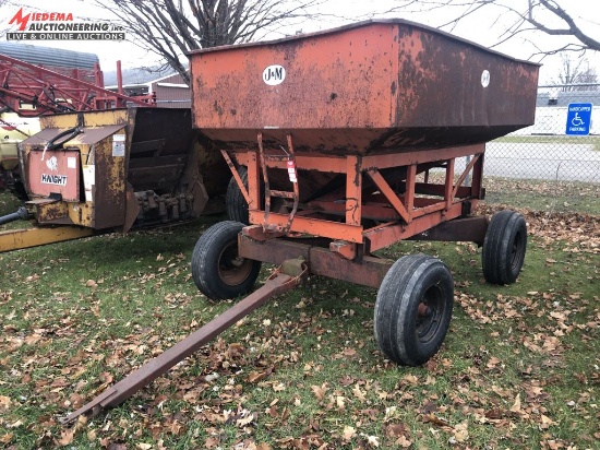 J&M GRAVITY BOX, SIDE DISCHARGE, 6-TON RUNNING GEAR
