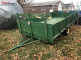 FARM IMPLIMENT TRAILER, 14' PIN HITCH, REMOVABLE SIDES, SELLS WITH WEIGHT SLIP 1880 LBS