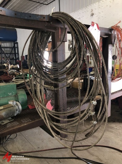 ASSORTED WIRE TYPE SLINGS, INCLUDES (1) APPROX. 150' LONG SECTION.
