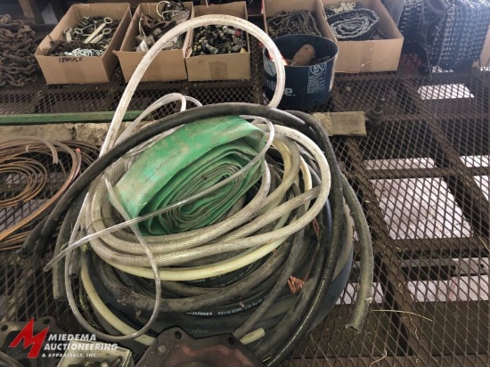 ASSORTED SPRAYER HOSES, INCLUDES VARIOUS LENGTHS, DIAMETERS, AND TYPES.