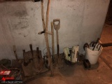 ANTIQUE HAND TOOLS INCLUDING SHOVELS, LANTERNS, AND MORE