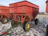 KILLBROS 385 GRAVITY WAGON WITH BIN EXTENSIONS, ON JOHN DEERE 1075 RUNNING GEAR