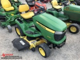 JOHN DEERE X320 RIDING LAWN MOWER, 2011, 48'' DECK, HYDROSTATIC TRANS, 198 HOURS SHOWING, S/N: 1M0X3