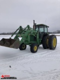 JOHN DEERE 4450 TRACTOR WITH 265 LOADER, 2WD, 5749 HOURS, 18.4R42 DUALS, 2 SEV'S, QUICK HITCH, PTO,