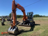 DOOSAN DX85R RUBBER TRACK MINI EXCAVATOR, PUSH BLADE, HYDRAULIC THUMB ATTAC