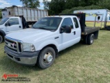 2006 FORD F350 XLT EXTENDED CAB FLAT BED, POWER STROKE V-8 TURBO DIESEL, AU