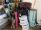 LOT OF CAMPING RELATED ITEMS, RUG, CHAIRS, LIGHTS, ETC.