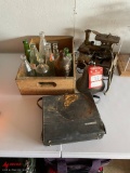 COLLECTIBLE TRINKETS, SHIPS BELL, BOTTLES, MOVIE CAMERA