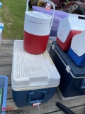 4 COOLERS & WATER JUG