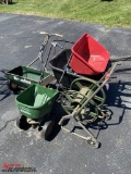 YARD CART, SPREADERS, HOSE REEL