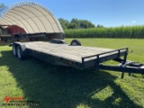 2001 H&H TANDEM AXLE CAR HAULER WITH RAMPS, 2-5/16 BALL, 24' OVERALL 22' DECK, 2' BEAVERTAIL