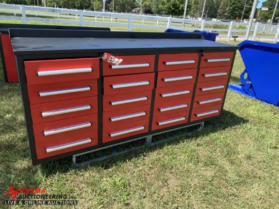 NEW TOOL BOX, 20-DRAWER, 87'' LONG X 25'' DEEP X 36'' TALL