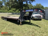 2018 LOAD TRAIL TANDEM AXLE GOOSENECK TRAILER, 102 X 26', SINGLE WHEEL, GVWR 14,000 LBS, WITH RAMPS,