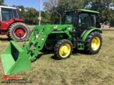 2017 JOHN DEERE 5075E TRACTOR WITH H240 LOADER ATTACHMENT, 4X4, CAB, 3-POINT, PTO, 2-REMOTES, 16.9-2