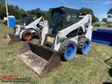 2012 BOBCAT S650 RUBBER TIRE SKID STEER, SOLID TIRES, HI FLOW, ENCLOSED CAB, BUCKET, ONE CYLINDER IS