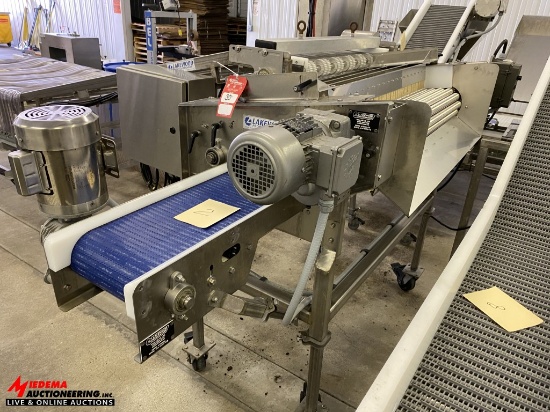 2014 LAKEWOOD 11363-00 SPOOL SIZER, 40'' WIDE, INCLINED SPOOLS, 12'' X 7' SIDE DISCHARGE CONVEYOR, E