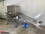 2010 LAKEWOOD 14132 LEAF/STICK SEPARATOR, 32'' X 9' ELEVATING WIRE MESH BELT INFEED CONVEYOR, UP DRA