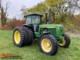 1990 JOHN DEERE 4455 TRACTOR, MFWD, DIESEL , 2 HYDRAULIC REMOTES, 3-POINT WITH LIFT ASSIST, PTO, POW